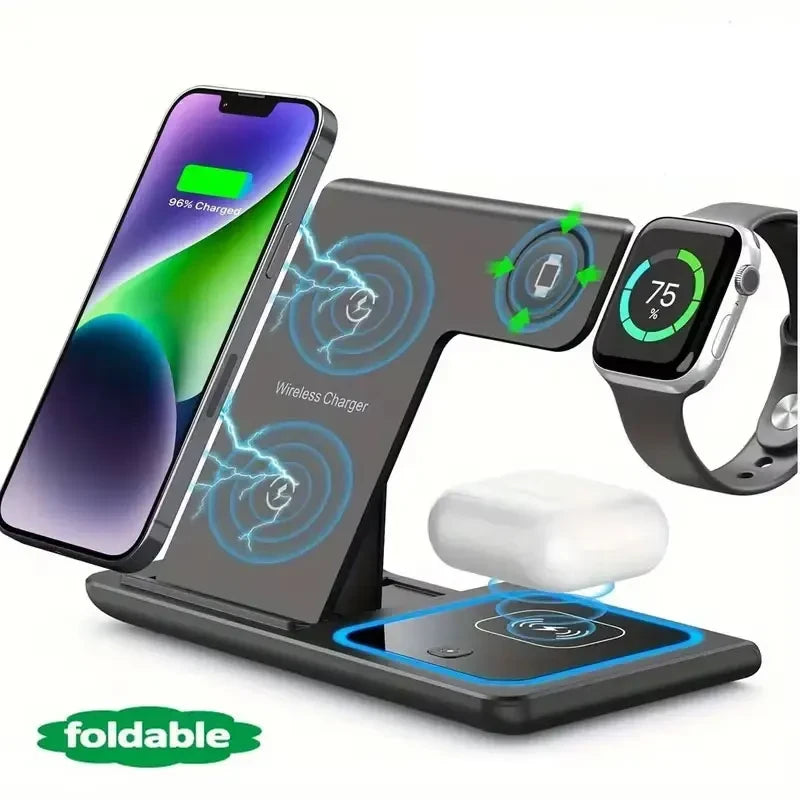 Cargador Inalámbrico Plegable Tres En Uno