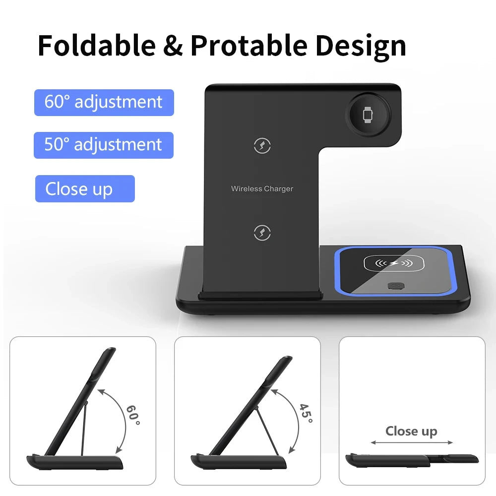 Cargador Inalámbrico Plegable Tres En Uno
